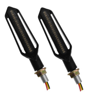 GloboStar® 81756 ΣΕΤ 2 x Φλάς Μοτοσυκλέτας Universal Knife LED SMD 5050 5W DC 12V 2 Λειτουργιών Κόκκινο για Πορείας-Stop & με Τρεχούμενο Εφέ Φωτισμού Πορτοκαλί για Φλας Αδιάβροχα IP65