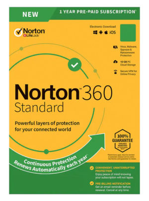 NORTON N360-ESD-1 | NORTON Antivirus 360 Standard ESD, 1 συσκευή, 10GB cloud, 1 έτος