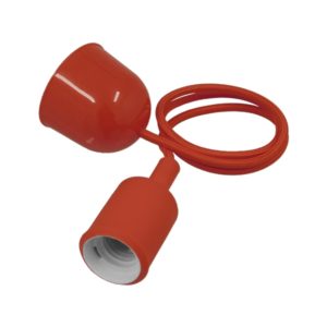 Κόκκινο Κρεμαστό Φωτιστικό Οροφής Σιλικόνης με Υφασμάτινο Καλώδιο 1 Μέτρο E27 GloboStar RED 91002
