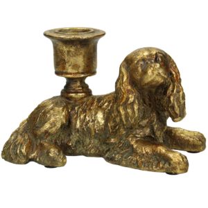 JK Home Décor - Κηροπήγιο Σκυλος Χρυσός Πολυρεζίν 14x8x8.5cm 1τμχ
