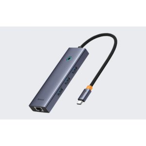 Baseus 4in1 Hub   UltraJoy USB-C do 3x USB 3.0 + RJ45 space Grey (B0005280A813-00) (BASB0005280A813-00)