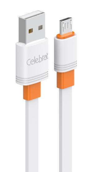 CELEBRAT CB-33A-M-WH | CELEBRAT καλώδιο micro USB σε USB CB-33M, flat, 2.1A, 1m, λευκό