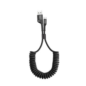Baseus Fish Eye Spiral USB 2.0 Cable USB-C male - USB-A male Black 1m (CATSR-01) (BASCATSR01)