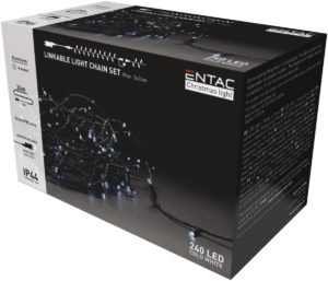 Entac Christmas IP44 240 LED Linkable Light 6400K 24m set with adapter