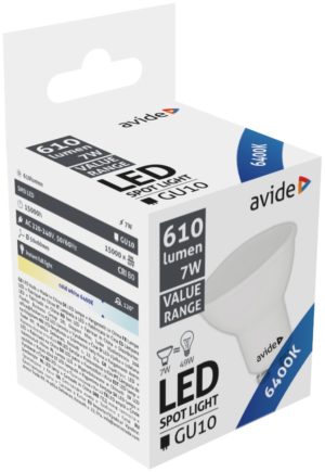 Avide Value LED Spot Wide Angle GU10 7W 6400K