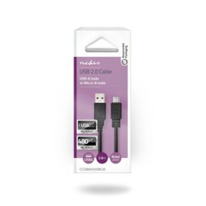 Nedis Regular USB 2.0 to micro USB Cable Black 2.0m (CCGB60500BK20) (NEDCCGB60500BK20)