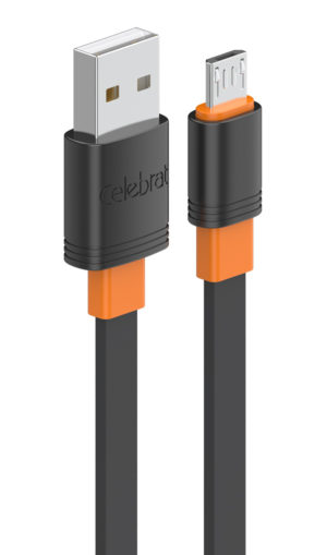 CELEBRAT CB-33A-M-BK | CELEBRAT καλώδιο micro USB σε USB CB-33M, flat, 2.1A, 1m, μαύρο