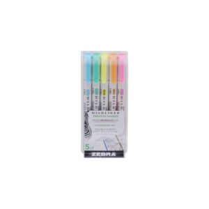 Zebra Mildliner Double Ended Brush Pen & Marker Bold & Fine Point 5 Pack Fluorescent Set (ZB-79105) (ZEB79105)