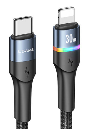 USAMS SJ538USB01 | USAMS καλώδιο Lightning σε USB Type-C US-SJ538, 30W, PD, 1.2m, μαύρο