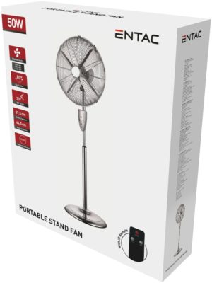 Entac Portable Metal Stand Fan 50W with Remote Controller