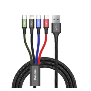 Baseus Braided USB to Lightning / 2x Type-C / micro USB Cable Multicolor 1.2m (CA1T4-B01) (BASCA1T4B01)