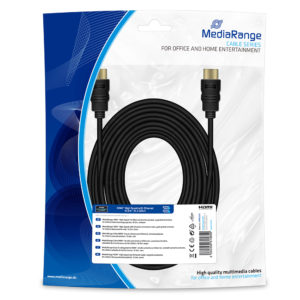 MediaRange HDMI High Speed with Ethernet connection cable, gold-plated contacts, 10.2 Gbit/s data transfer rate, 10.0m, black (MRCS212)
