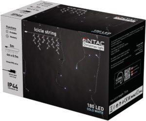 Entac Christmas IP44 180 LED Icicle Light 6400K 4m