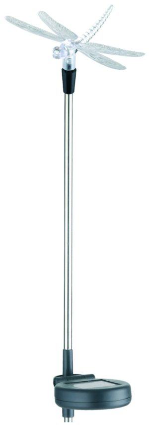 Entac Garden Solar Lamp 34cm RGB Stainless Steel Dragonfly