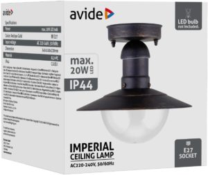Avide Outdoor Ceiling Lamp Imperial 1xE27 IP44 Antique Gold