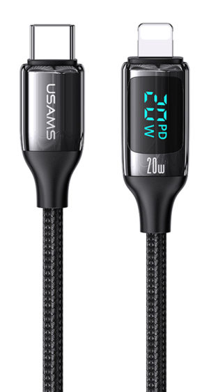 USAMS SJ545USB01 | USAMS καλώδιο Lightning σε USB-C US-SJ545, 20W PD, 1.2m, μαύρο