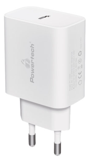 POWERTECH PT-1043 | POWERTECH φορτιστής τοίχου PT-1043, USB-C, PD QC3.0, 30W, λευκός