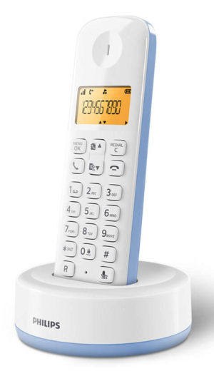 PHILIPS D1601S-34 | PHILIPS ασύρματο τηλέφωνο D1601S-34, με ελληνικό μενού, λευκό-μπλε