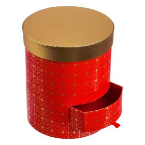 JK Home Décor - Κουτί Χάρτινο Κόκκινο-Χρυσό 17x20cm 1τμχ