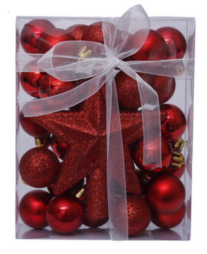 Artezan Christmas Ball 3cm Full Set Red + Top 30pcs/box