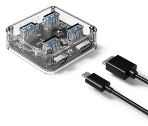 ORICO MH4U-U3-10-CR-BP | ORICO USB hub MH4U-U3, 4x USB, 5Gbps, διάφανο