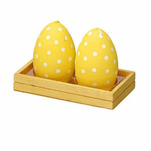 JK Home Décor - Κερί Αυγό S/2 Κιτρινο 10cm 2τμχ
