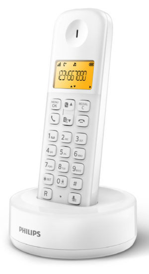 PHILIPS D1601W-34 | PHILIPS ασύρματο τηλέφωνο D1601W-34, με ελληνικό μενού, λευκό