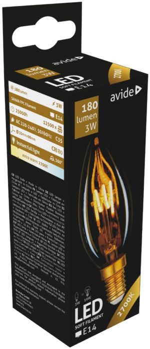 Avide LED Soft Filament Candle 3W E14 360° 2700K