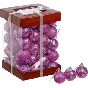 JK Home Décor - Μπάλες Φελιζολ Χριστουγέννων Ροζ S/72 4cm 1τμχ
