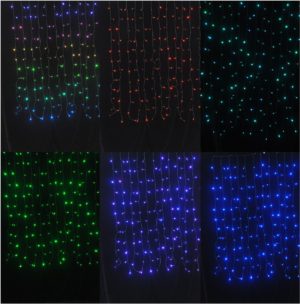Christmas Curtain Light IP44 144 LED RGB 8x8 Functions 1x1.5m with IR Remote