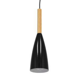 GloboStar® DILLON 00877 Μοντέρνο Κρεμαστό Φωτιστικό Οροφής Μονόφωτο Μαύρο Μεταλλικό Καμπάνα Φ11 x Υ36cm