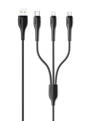 USAMS SJ374USB01 | USAMS καλώδιο USB σε USB-C/Lightning/Micro USB US-SJ374, 2A, 1m, μαύρο