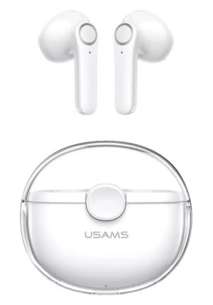 USAMS BHUBU01 | USAMS earphones με θήκη φόρτισης BU12, True Wireless, λευκά