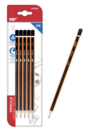 MP PE300 | MP ξύλινο μολύβι PE300, τρίγωνο, HB, 5τμχ