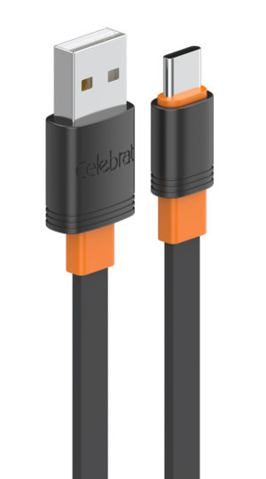 CELEBRAT CB-33A-C-BK | CELEBRAT καλώδιο USB-C σε USB CB-33C, flat, 3A, 1m, μαύρο