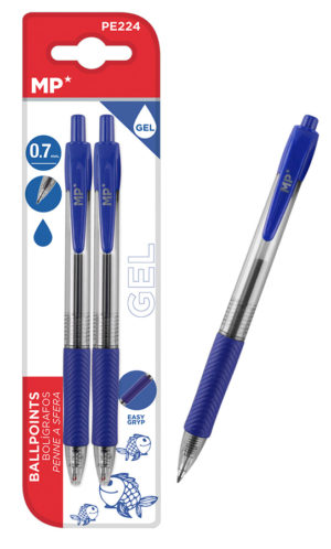 MP PE224 | MP στυλό διαρκείας gel PE224, 0.7mm, μπλε, 2τμχ
