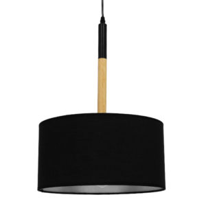 GloboStar® BRONX 01517 Μοντέρνο Κρεμαστό Φωτιστικό Οροφής Μονόφωτο Μεταλλικό με Μαύρο Καπέλο Φ35 x Y50cm