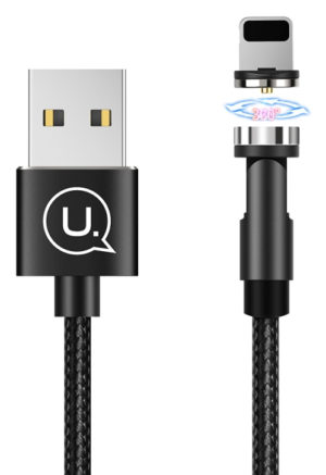 USAMS SJ472USB01 | USAMS Καλώδιο USB σε lightning U59, μαγνητικό, περιστρεφόμενο, 1m, μαύρο