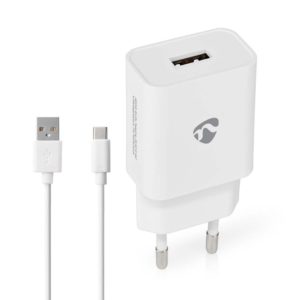 Nedis Charger with USB-A Port and USB-C Cable 12W White (WCHAC242A) (NEDWCHAC242AWT)