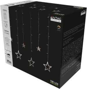 Entac Christmas Curtain Light IP44 138 LED 12pcs stars 8F + Timer 2x1m with IR Remote