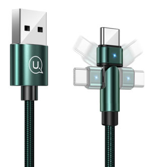 USAMS SJ477USB02 | USAMS καλώδιο USB-C σε USB SJ477, περιστρεφόμενο βύσμα, 2A, 1m, πράσινο