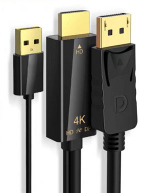 POWERTECH PTH-104 | POWERTECH καλώδιο DisplayPort σε HDMI PTH-104, USB, 4K, 1.8m, μαύρο
