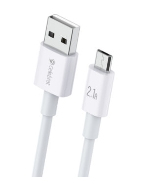 CELEBRAT CB-24M | CELEBRAT καλώδιο Micro USB σε USB CB-24M, 2.1A, 1.2m, λευκό