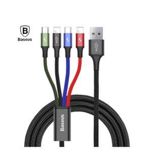 Baseus Rapid Braided USB to 2x Lightning / Type-C / micro USB Cable Multicolor 1.2m (CA1T4-A01) (BASCA1T4A01)