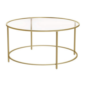 Metal Round Coffee Table with Glass Surface 84 x 45 cm Vasagle (LGT21G) (VASLGT21G)
