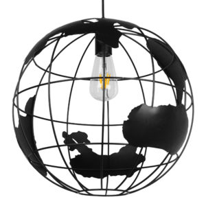 GloboStar® EARTH 01663 Vintage Industrial Κρεμαστό Φωτιστικό Οροφής Μονόφωτο Μαύρο Μεταλλικό Πλέγμα Φ40 x Υ40cm