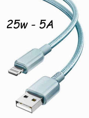 XO NB249 5A PVC Shiny Colorful Lightning Data Cable Blue