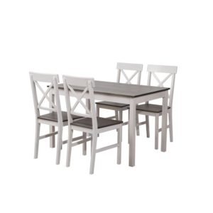 DAILY Set Τραπεζαρία Ξύλινη Σαλονιού - Κουζίνας: Τραπέζι 4 Καρέκλες / Άσπρο - Dark Oak