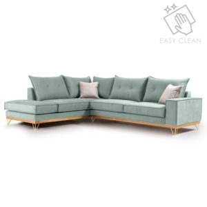 Γωνιακός καναπές δεξιά γωνία Luxury II pakoworld ύφασμα ciel-cream 290x235x95εκ
