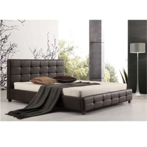 FIDEL Κρεβάτι Διπλό για Στρώμα 160x200cm, PU Σκούρο Καφέ